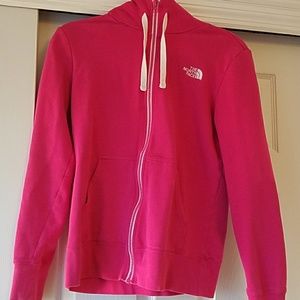 North Face hot pink hoodie sweatshirt zip up